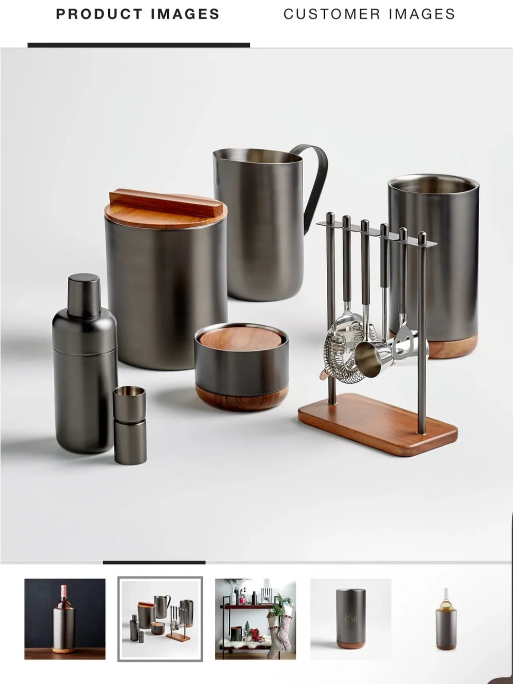 Crate & Barrel Exclusive Fenton Graphite and Wood Wine Cooler